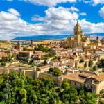 Aerial view of Segovia with the Cathedral. UNESCO world heritage in Spain