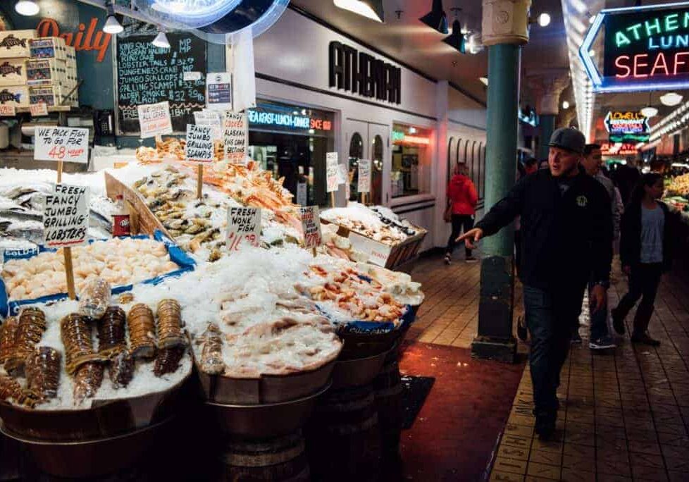 Fresh seafood at Pike Place Market