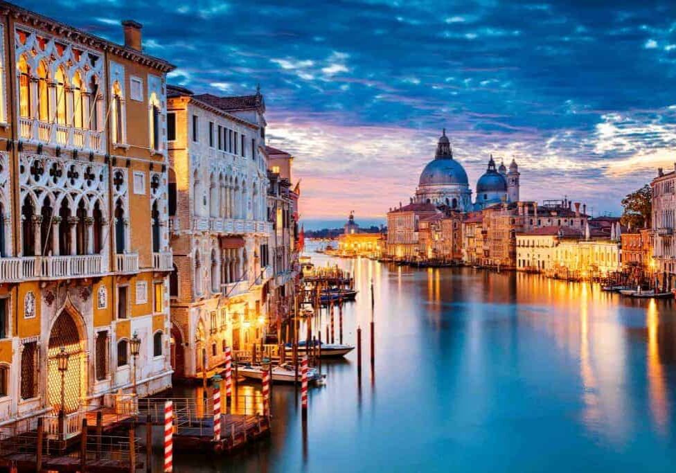 Grand Canal in Venice, with Santa Maria della Salute Basilica in the background